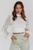 Caia Pearl Detail Open Back Top White