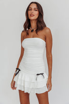 Dottie Bodycon Ruffle Mini Dress Off White