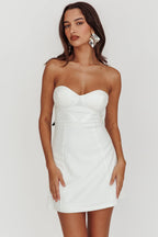 Ginger Strapless Sweetheart Mini Dress Off White