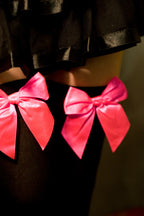 Opaque Thigh High Stockings with Bow