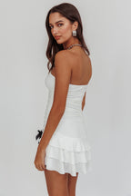 Dottie Bodycon Ruffle Mini Dress Off White