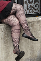 Plus Size Instarsia Lace Net Tights
