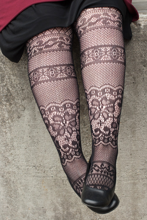 Plus Size Instarsia Lace Net Tights