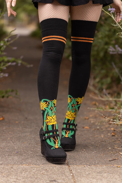 Botanical Nouveau Thigh High Socks
