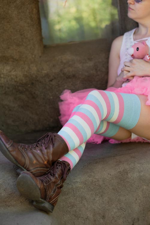 Cotton Candy Stripes Extraordinary Thigh High