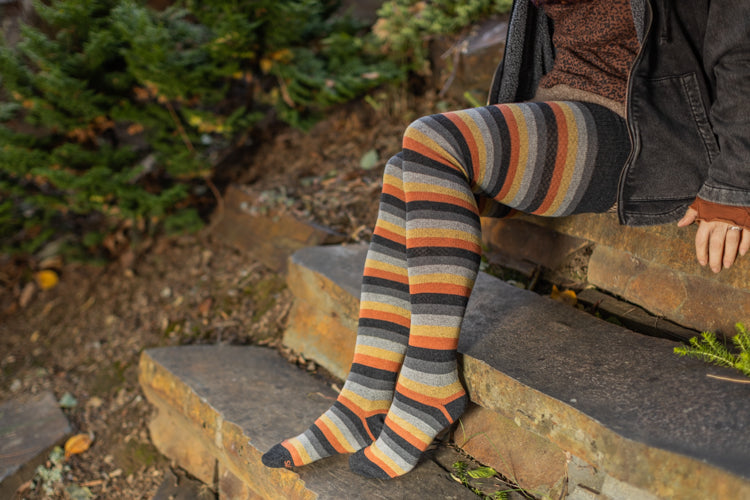 Longer Desert Sunset Stripes Extraordinary Thigh High Socks