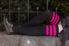 Neon Power Stripe Thigh High Socks