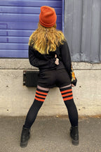 Neon Power Stripe Thigh High Socks