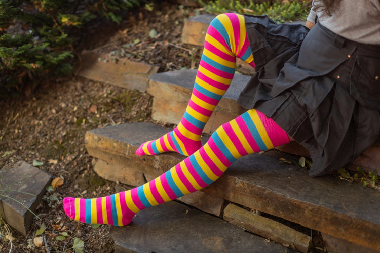 Oops! XL Foot Longer Original Pride Stripes Socks - Pansexual