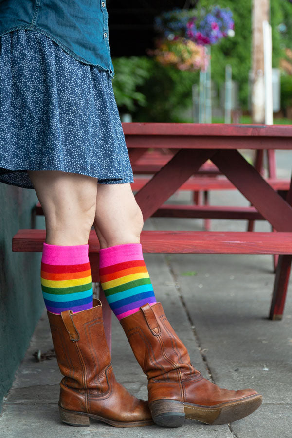 Gilbert-Baker Rainbow Pride Stripes Knee High Socks