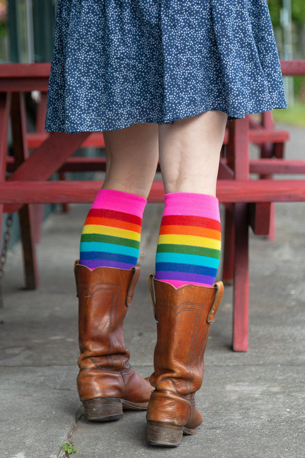 Gilbert-Baker Rainbow Pride Stripes Knee High Socks