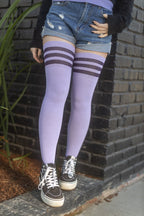 Longer Cotton Top-Striped Extraordinary Thigh High