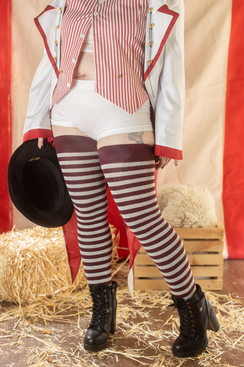 Longer Ringmaster Stripes Extraordinary Thigh High Socks