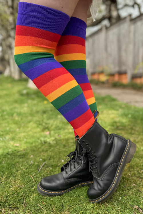 Radiant Rainbows Extraordinary Thigh High Socks