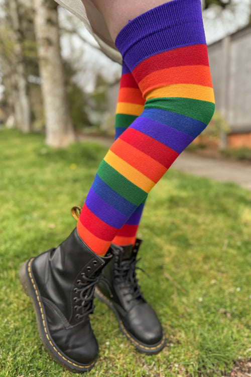 Radiant Rainbows Extraordinary Thigh High Socks