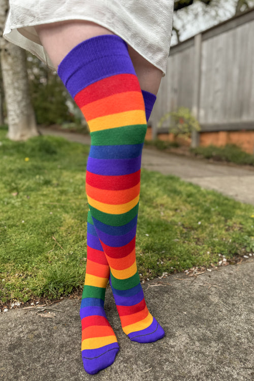 Radiant Rainbows Extraordinary Thigh High Socks