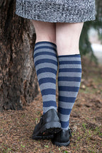 Roll Top Striped Knee High Socks