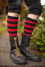 Roll Top Striped Knee High Socks