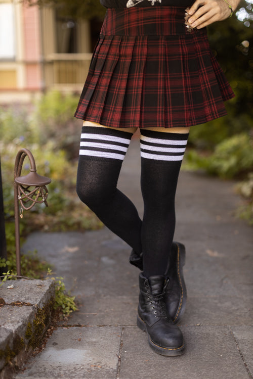 XL Foot Cotton Top-Striped Extraordinary Thigh High