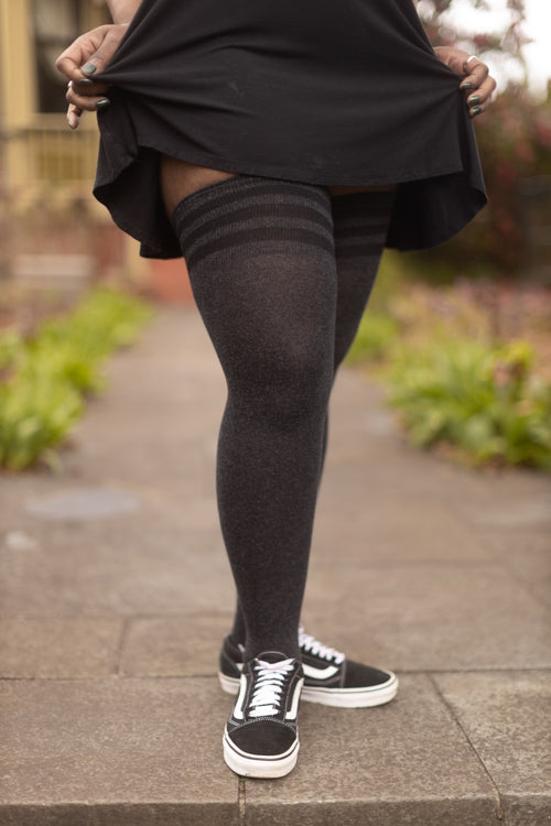 XL Foot Cotton Top-Striped Extraordinary Thigh High