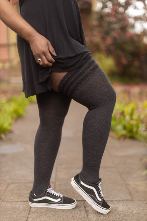XL Foot Cotton Top-Striped Extraordinary Thigh High