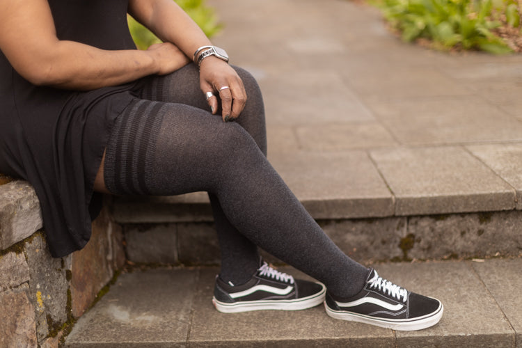 XL Foot Cotton Top-Striped Extraordinary Thigh High