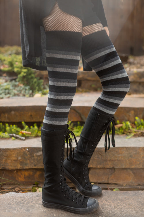 Longer Portland Stripes Extraordinary Thigh High Socks