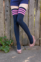 XL Foot Cotton Top-Striped Extraordinary Thigh High