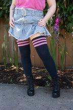 Longer Cotton Top-Striped Extraordinary Thigh High