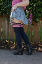 Longer Cotton Top-Striped Extraordinary Thigh High