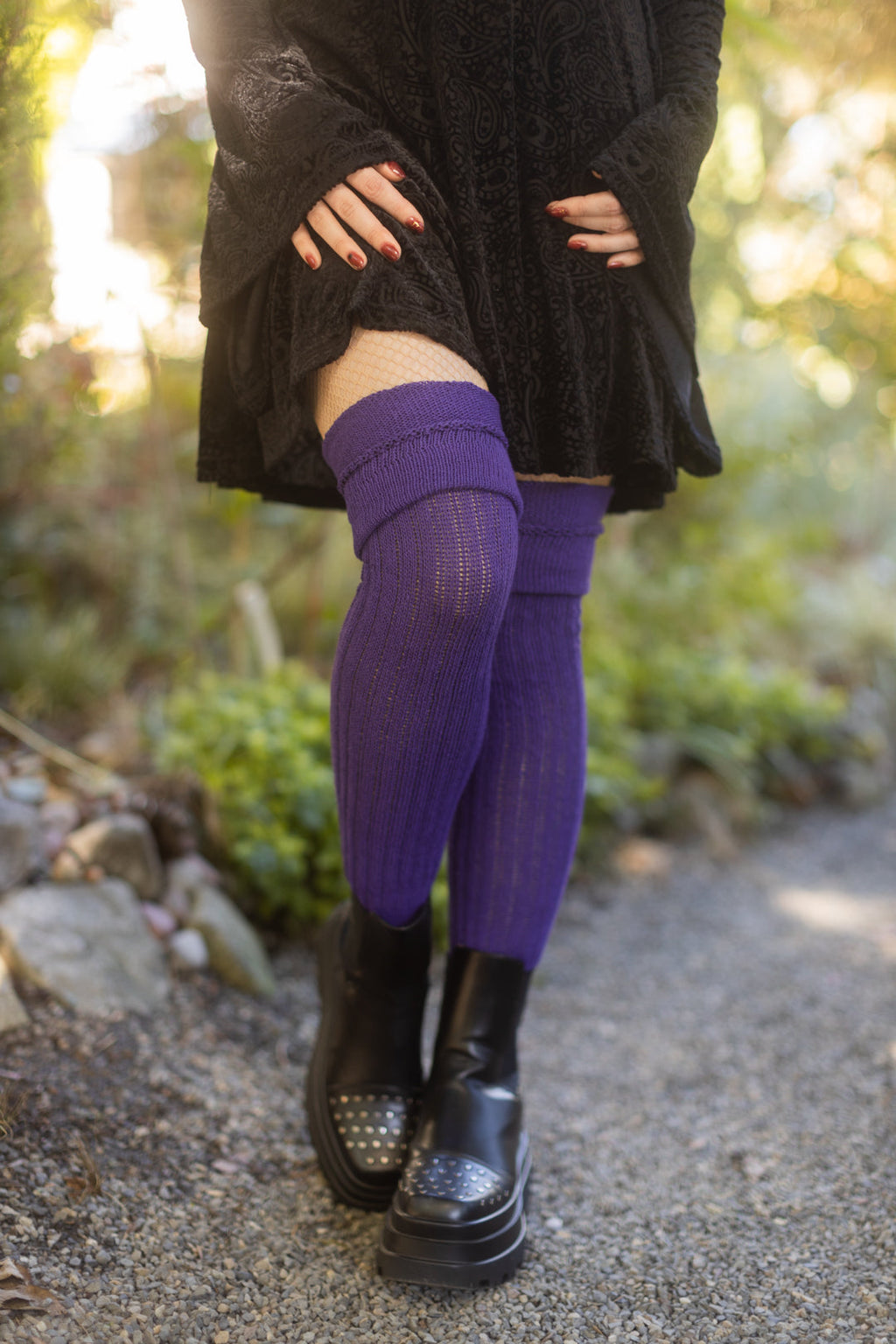 M45 Ribbed Thigh High with Roll Top