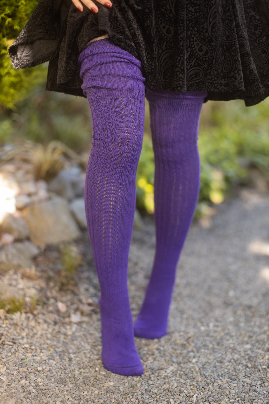 M45 Ribbed Thigh High with Roll Top