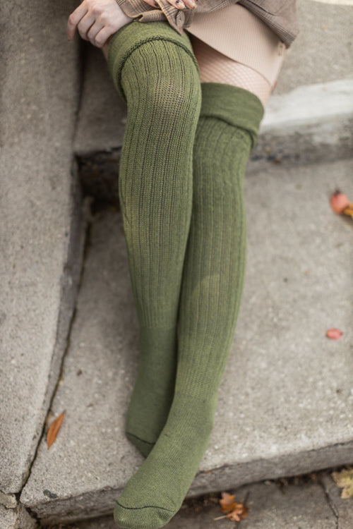 M45 Ribbed Thigh High with Roll Top