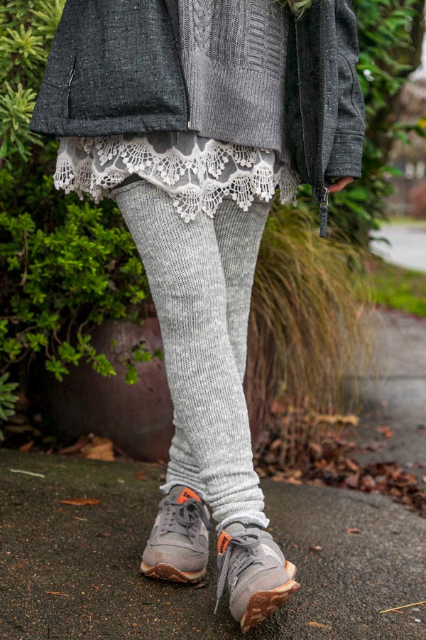 Marled Scrunchable Leg Warmer - Grey