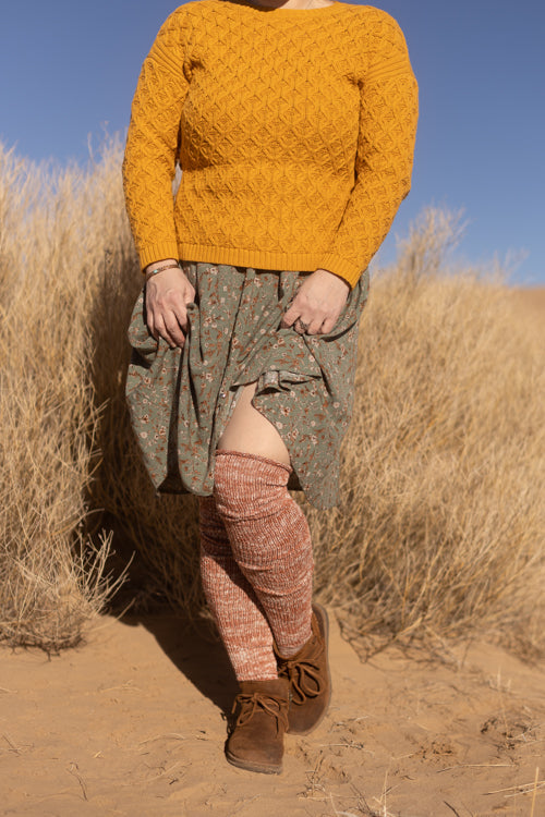 Marled Scrunchable Thigh High Socks