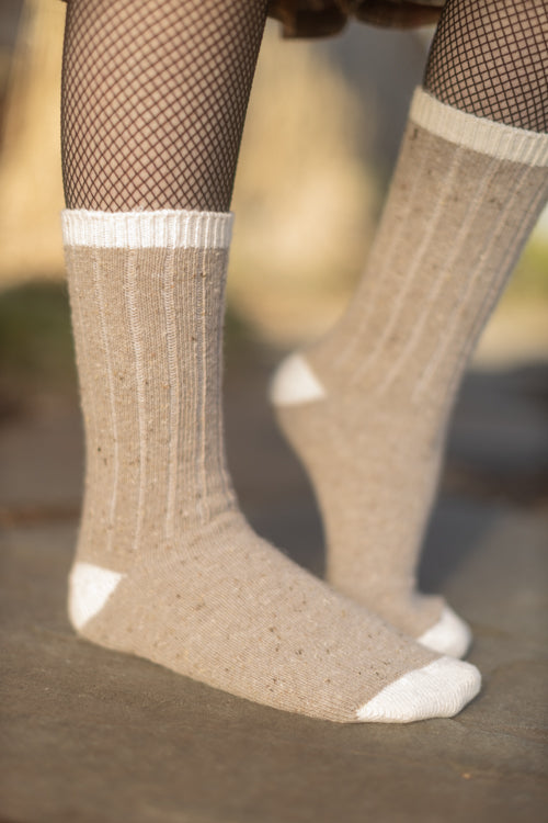 Tweed Knit Crew Socks