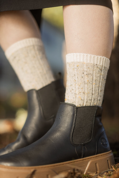 Tweed Knit Crew Socks