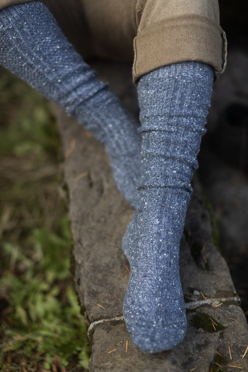 Tweed Knit Diamond Rib Socks