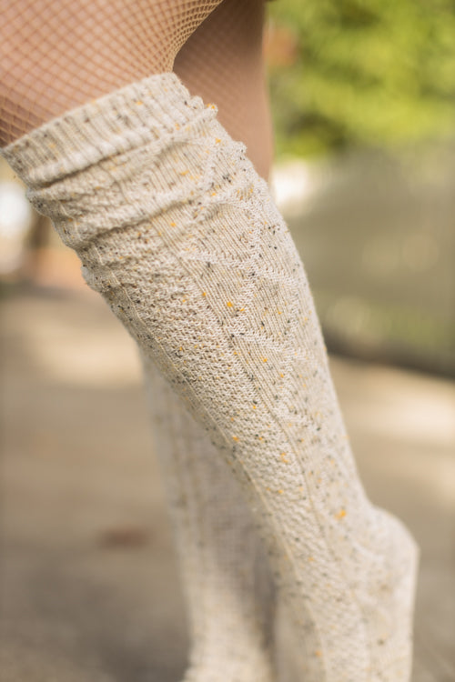 Tweed Knit Diamond Rib Socks