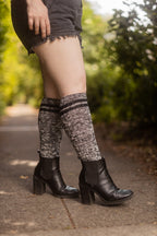 Top-Striped Marled Slouch Knee Socks