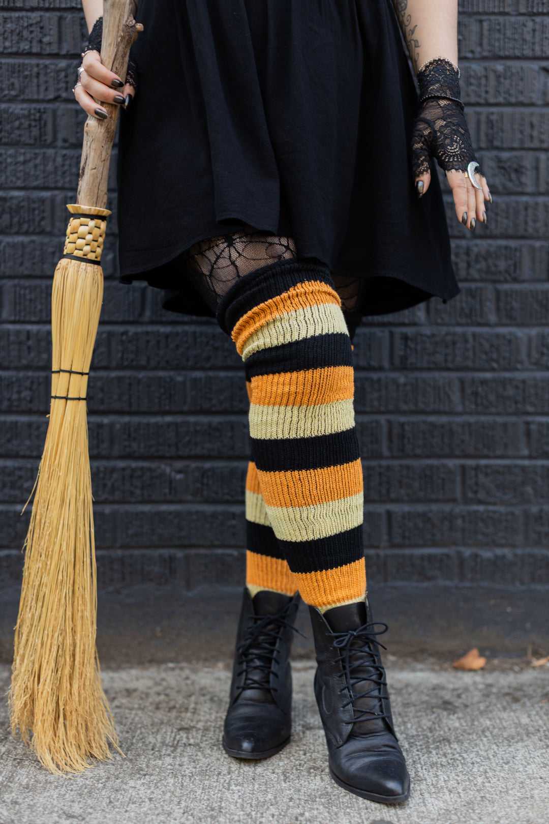 Trick or Treat Stripes Thigh High