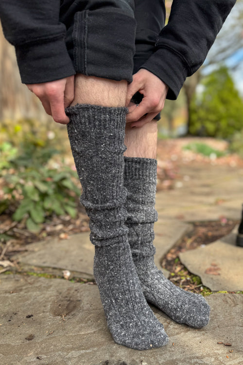 Tweed Knit Diamond Rib Socks