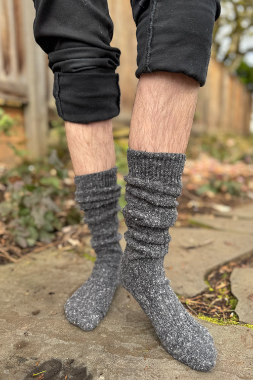 Tweed Knit Diamond Rib Socks