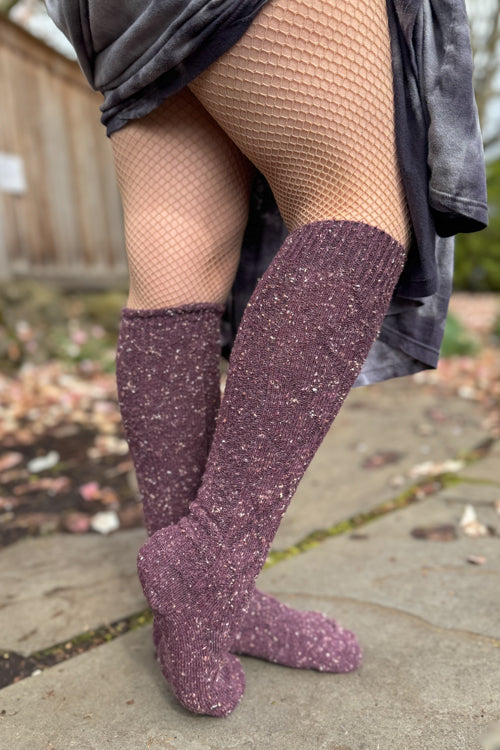 Tweed Knit Diamond Rib Socks