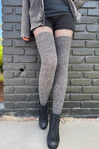 Slinky Tweed Knit Thigh High Socks