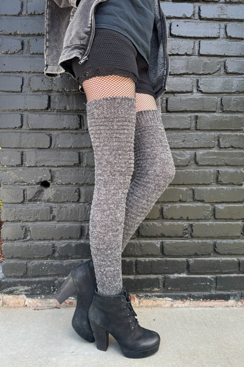 Slinky Tweed Knit Thigh High Socks
