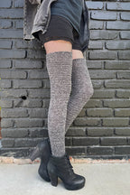 Slinky Tweed Knit Thigh High Socks