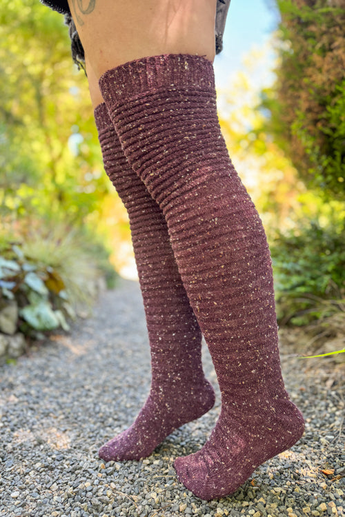 Slinky Tweed Knit Thigh High Socks