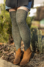 Slinky Tweed Knit Thigh High Socks