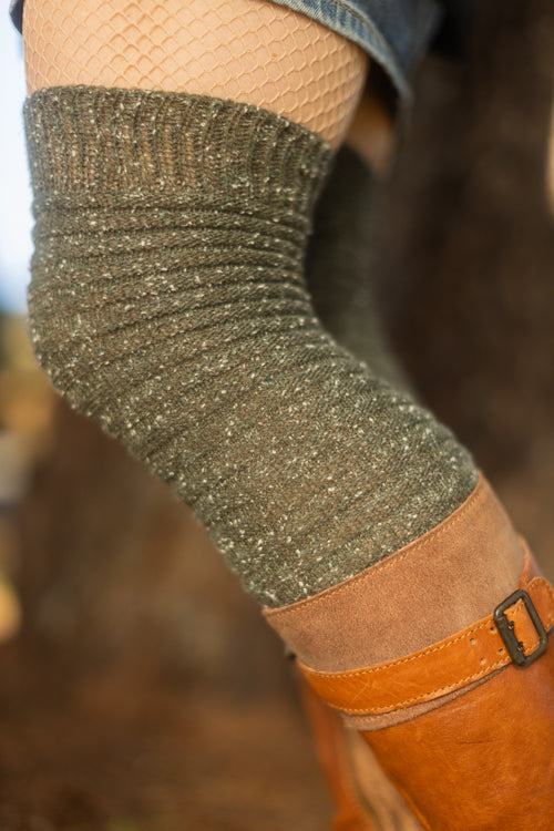Slinky Tweed Knit Thigh High Socks